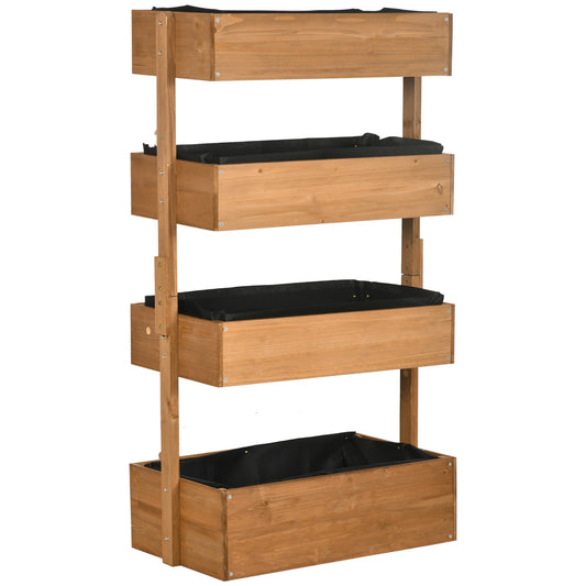 Four-Tier Basket Wooden Plant Stand