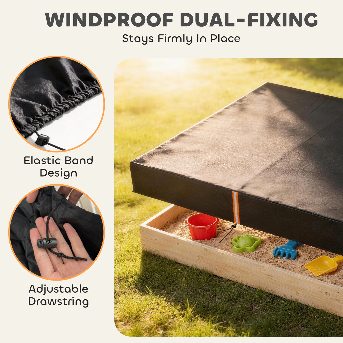 Sandbox Cover, Square Sandpit Cover Waterproof Dustproof UV (1)