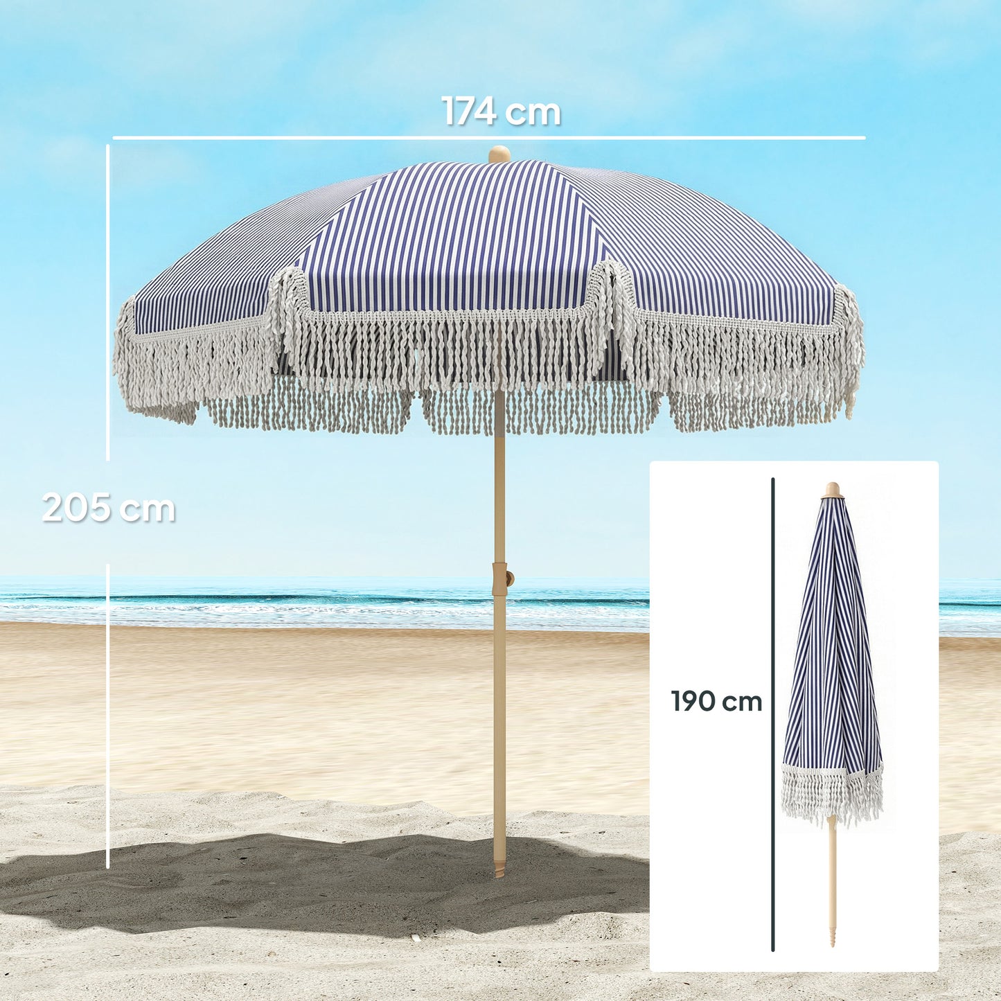 1.7 m Beach Umbrella with Sand Anchor (2)