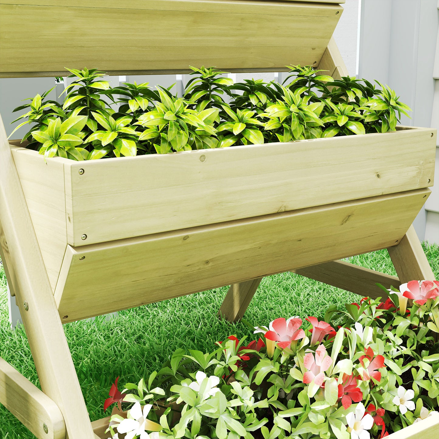 3 Tier Raised Garden Bed Wooden Elevated Planter Box Kit