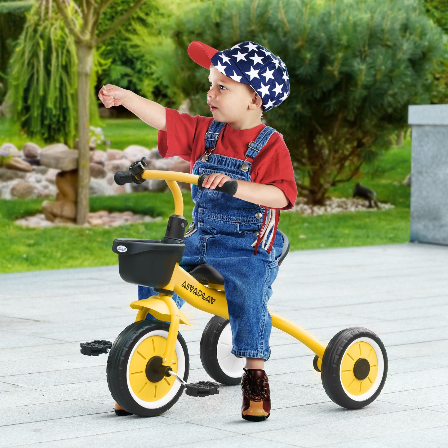 Kids Trike, Tricycle, with Adjustable Seat, Basket, Bell