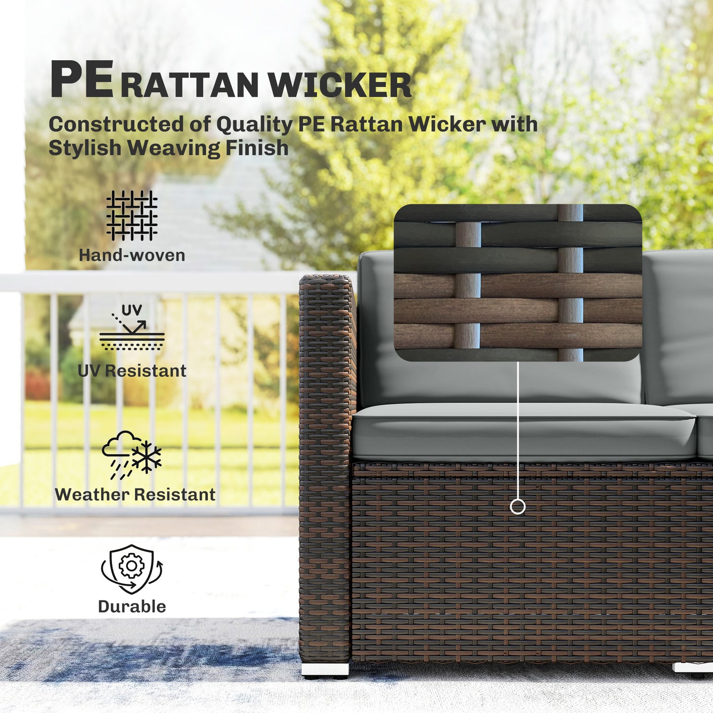 3 Pieces Garden Furniture Set w/ Cushions