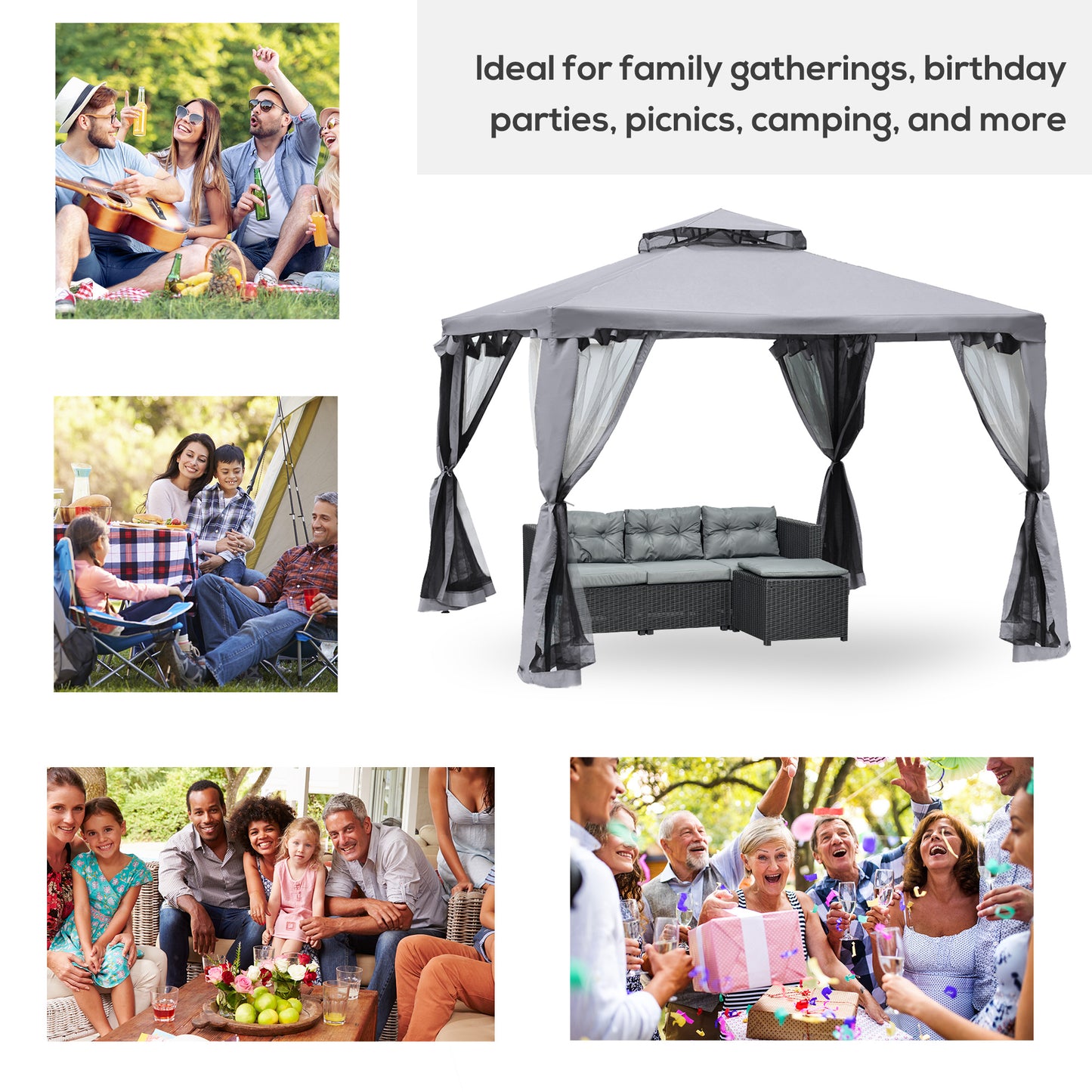 3 x 3 m Metal Gazebo, Garden Pavillion