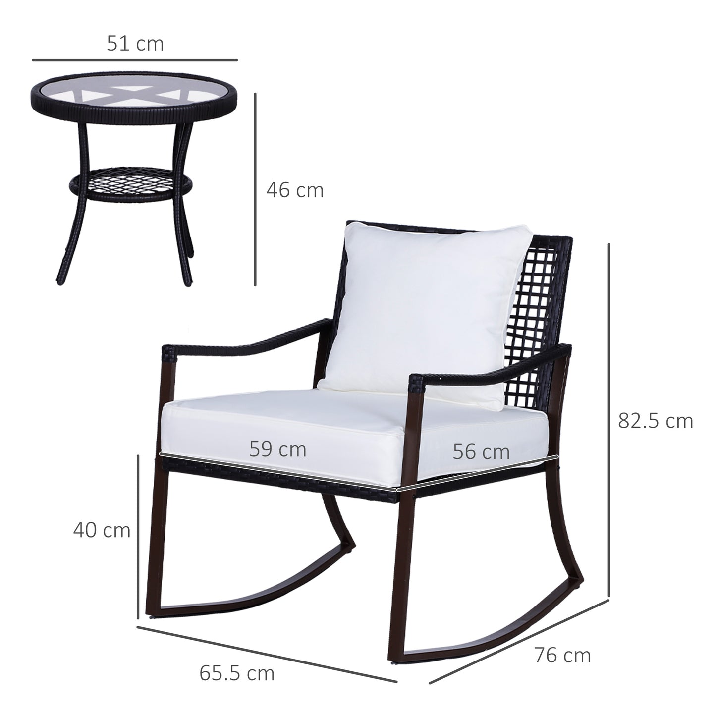 Rattan Bistro Set, 3 Pieces Wicker Garden Furniture Set