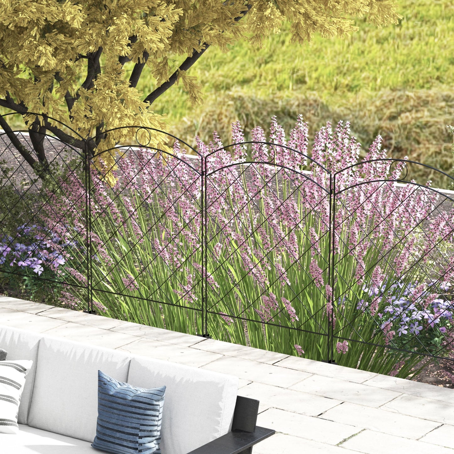 Decorative Garden Fencing, 43in x 11.4ft Outdoor Picket Fence Panels (1)