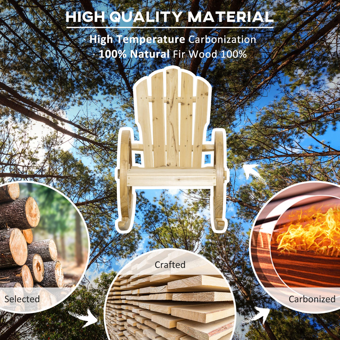 2 Piece Wooden Adirondack Rocking Chair Reclining Armchair Outdoor (1)