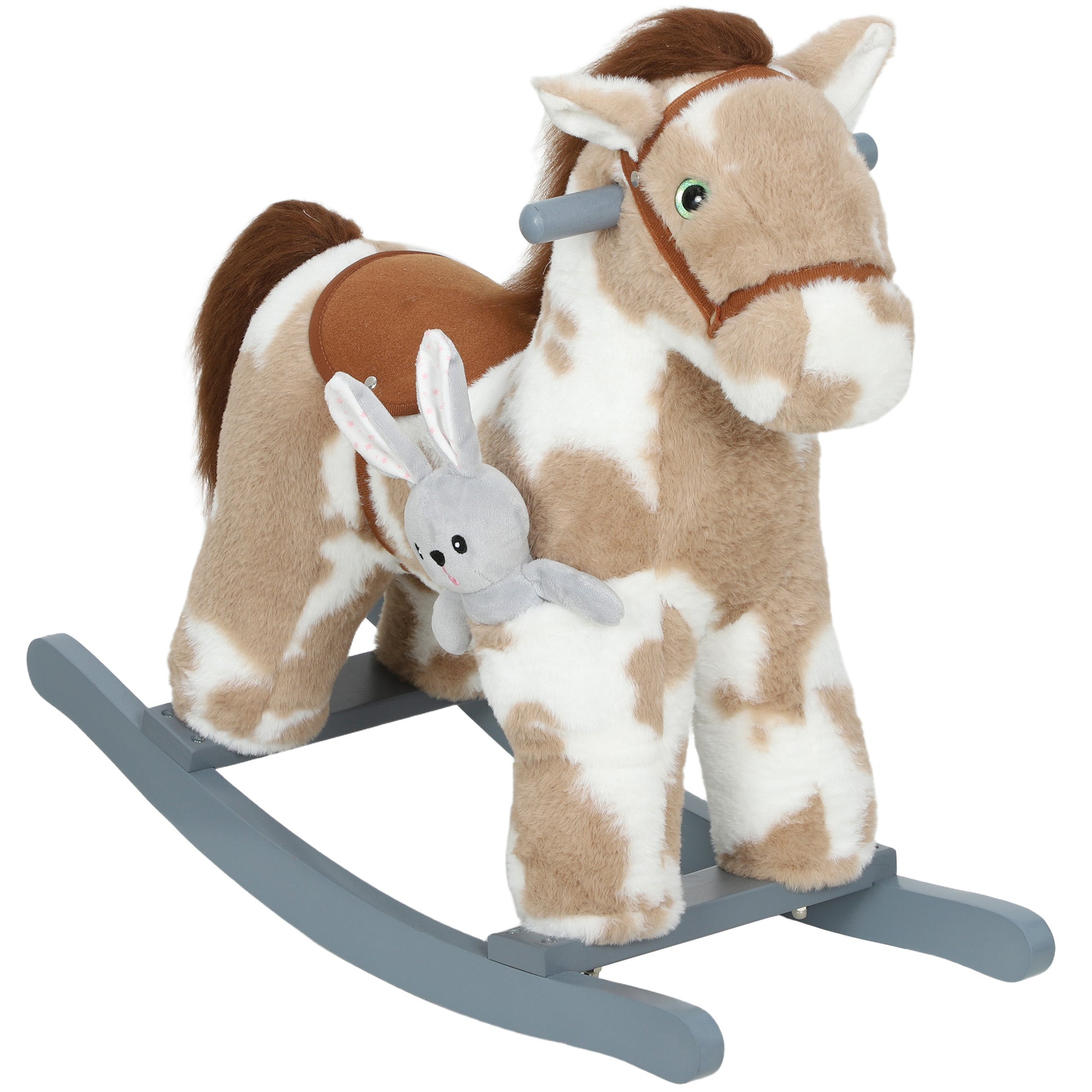 Baby Rocking Horse, Plush Animal Rocker with Realistic Sound and Toy