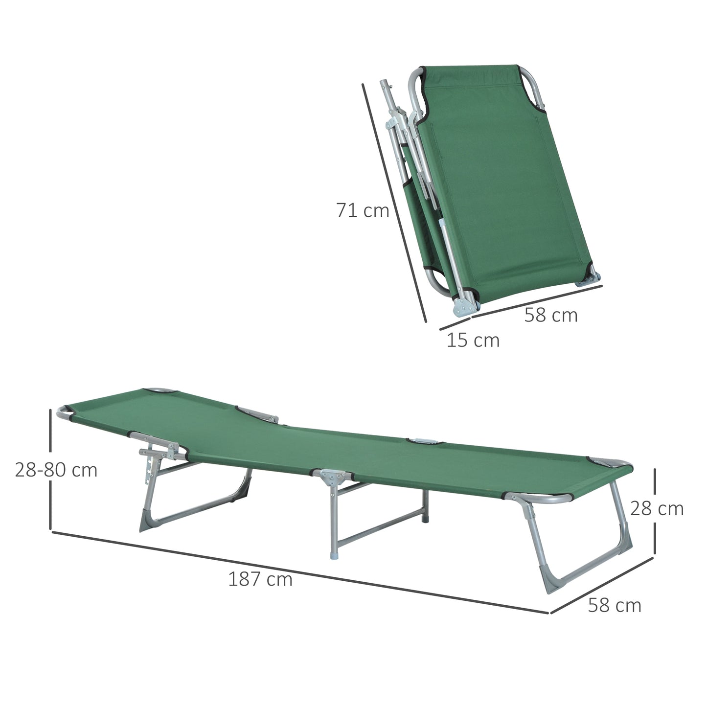 Reclining Sun Lounger Chair Folding Camping Bed