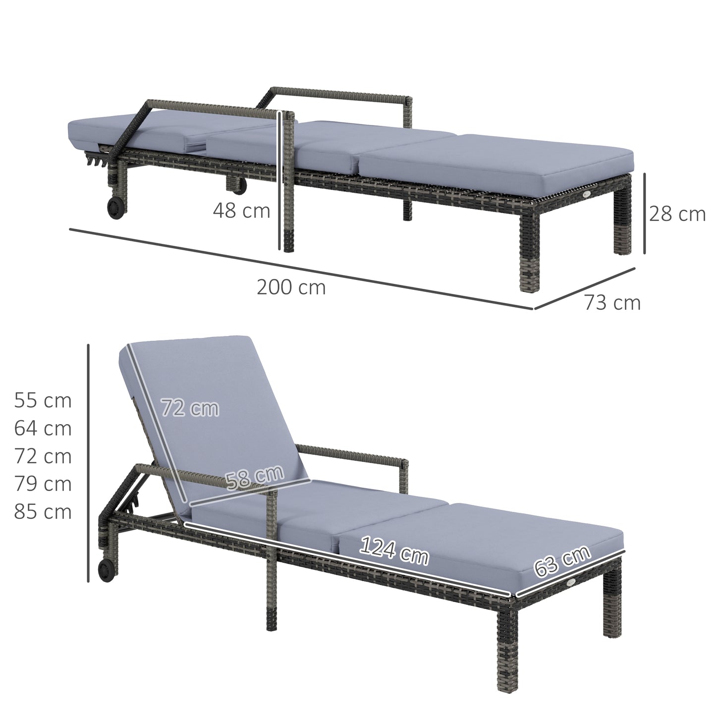 Outdoor PE Rattan Sun Lounger Set of 2 (1)