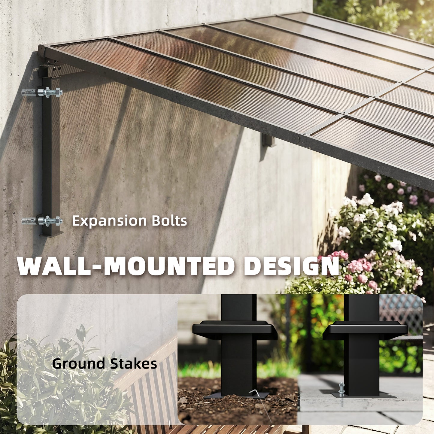 3.4 x 3 m Metal Lean-to Pergola