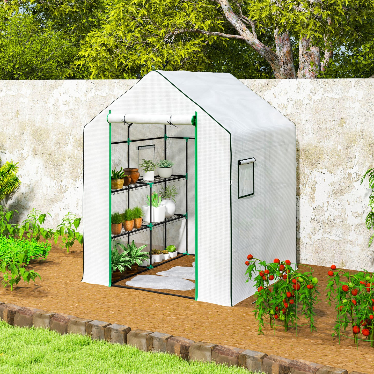 143 x 140cm Walk-In Greenhouse, with Accessories