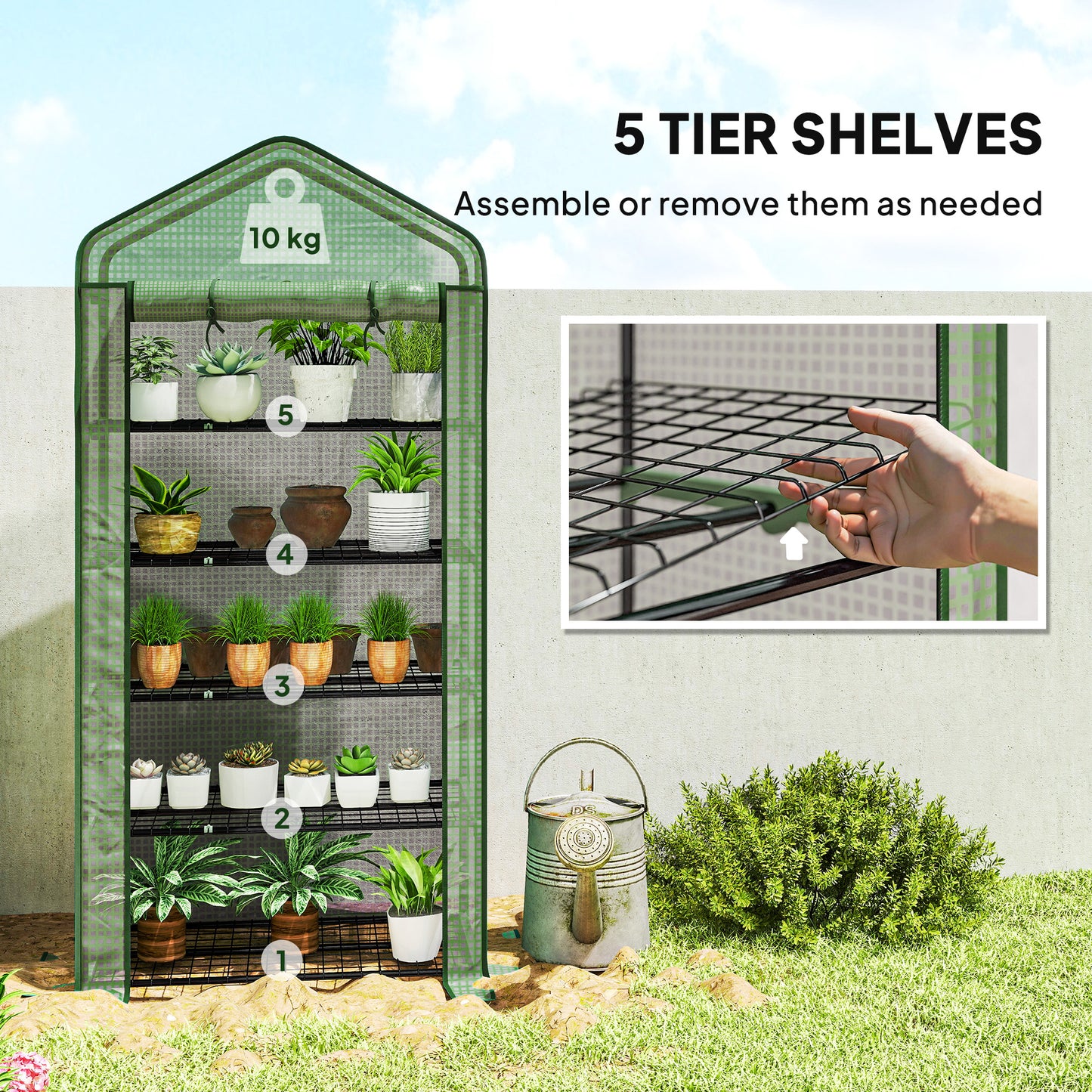 5 Tier Widened Mini Greenhouse with Reinforced PE Cover