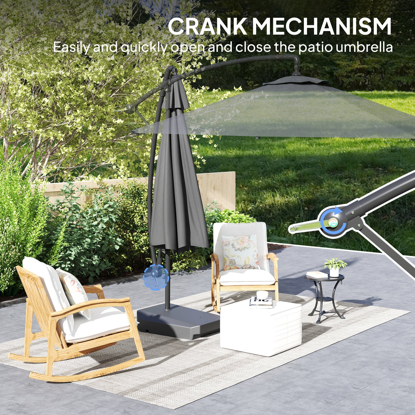 3(m) Garden Cantilever Parasol with Fillable Base up to 90kg