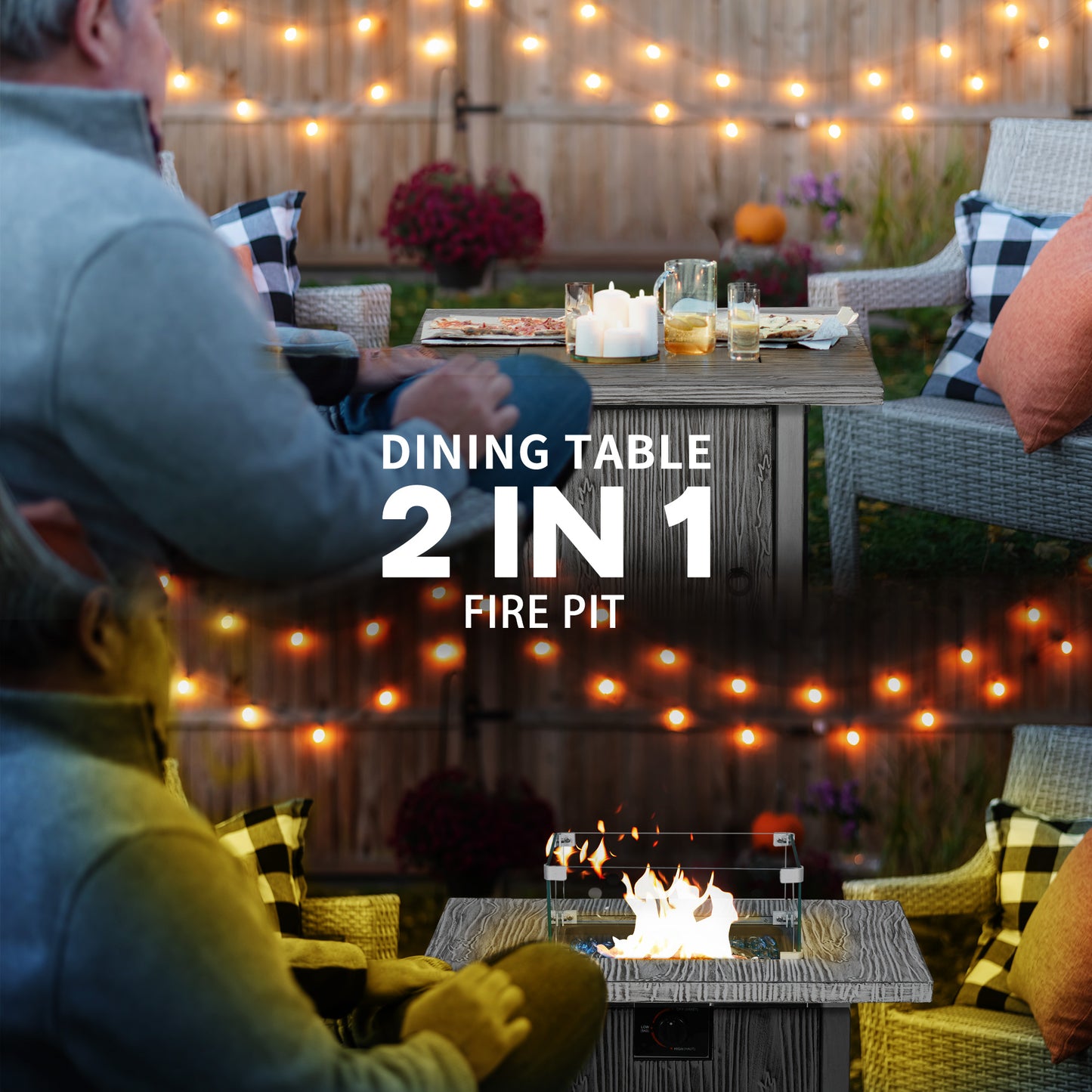 71cm 50,000 BTU Gas Fire Pit Table with Cover and Glass Screen