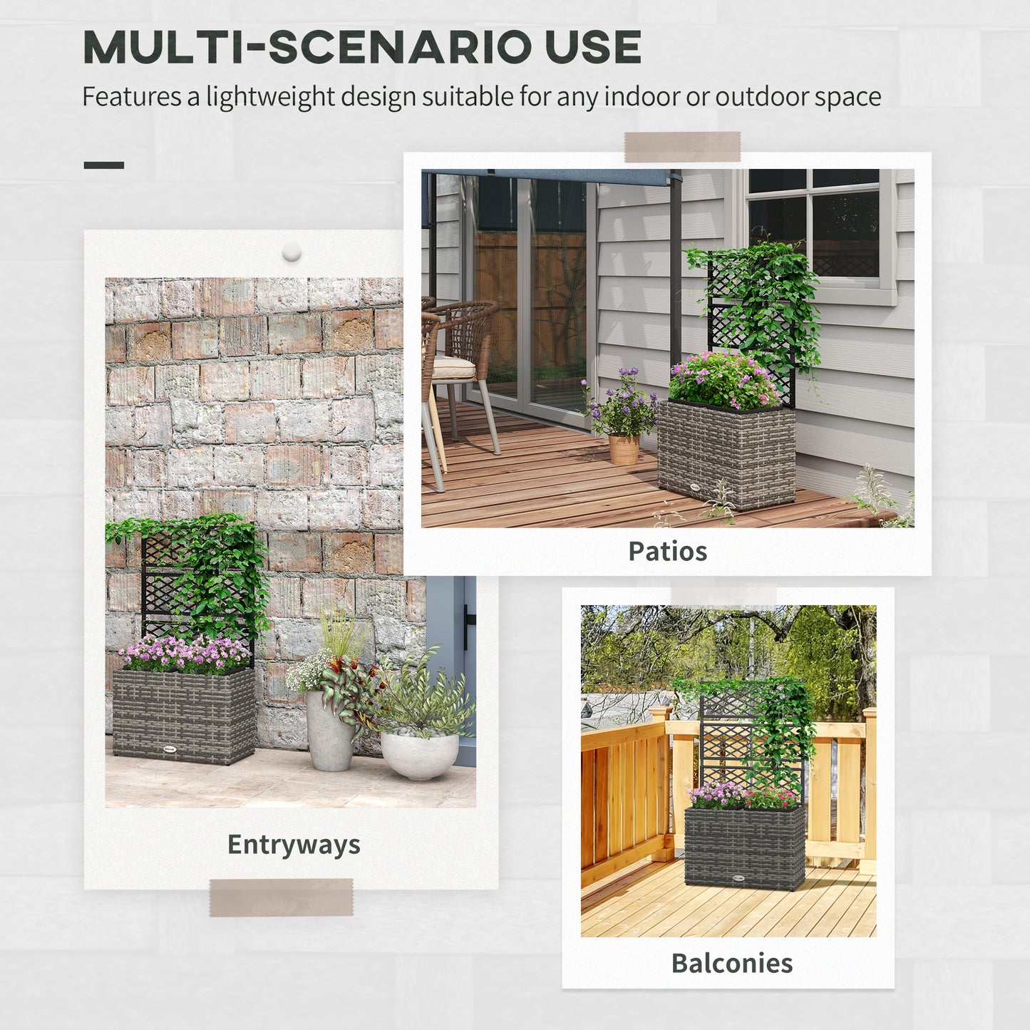 22 L Rattan Planter with Trellis