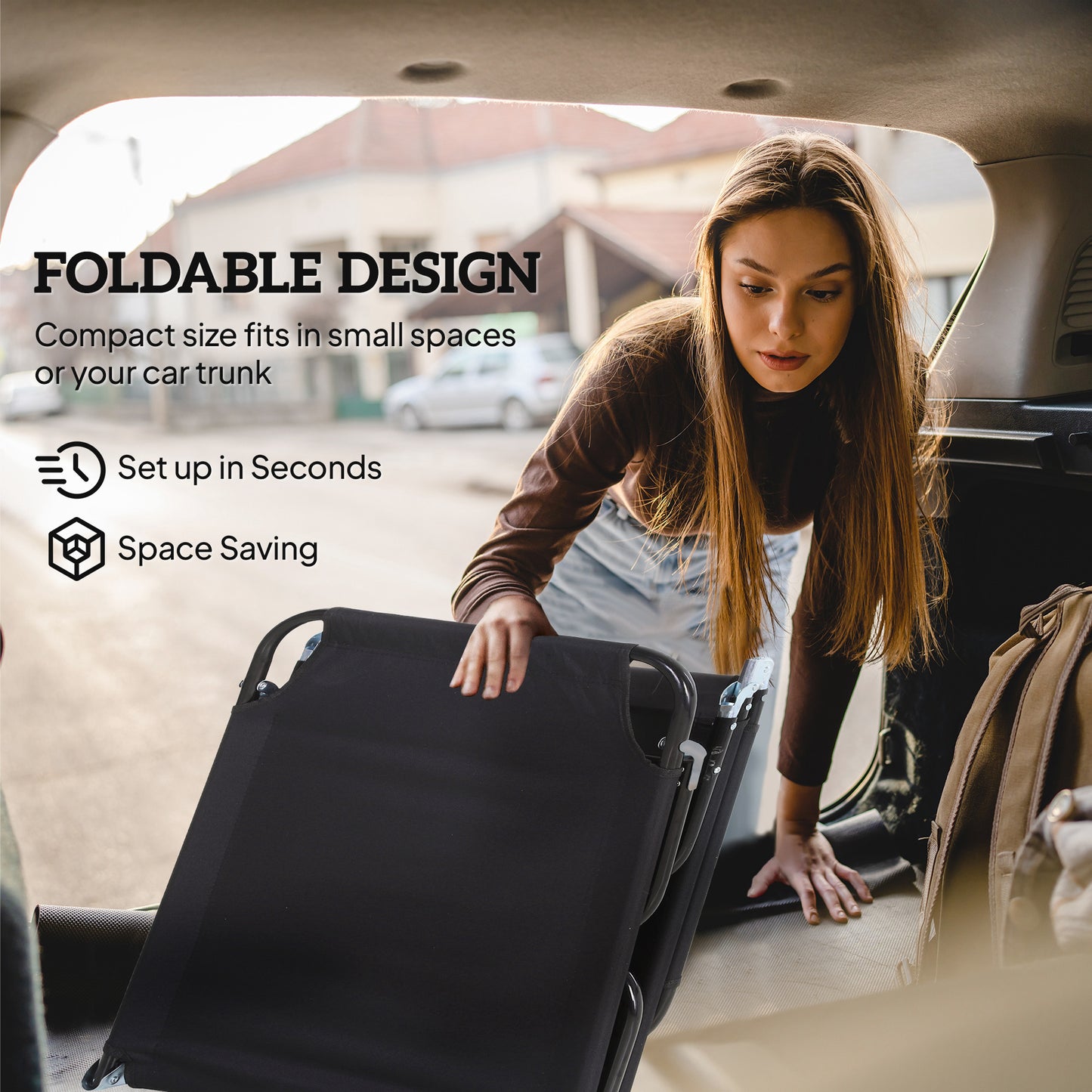 Foldable Sun Lounger with 5-Position Adjustable Backrest