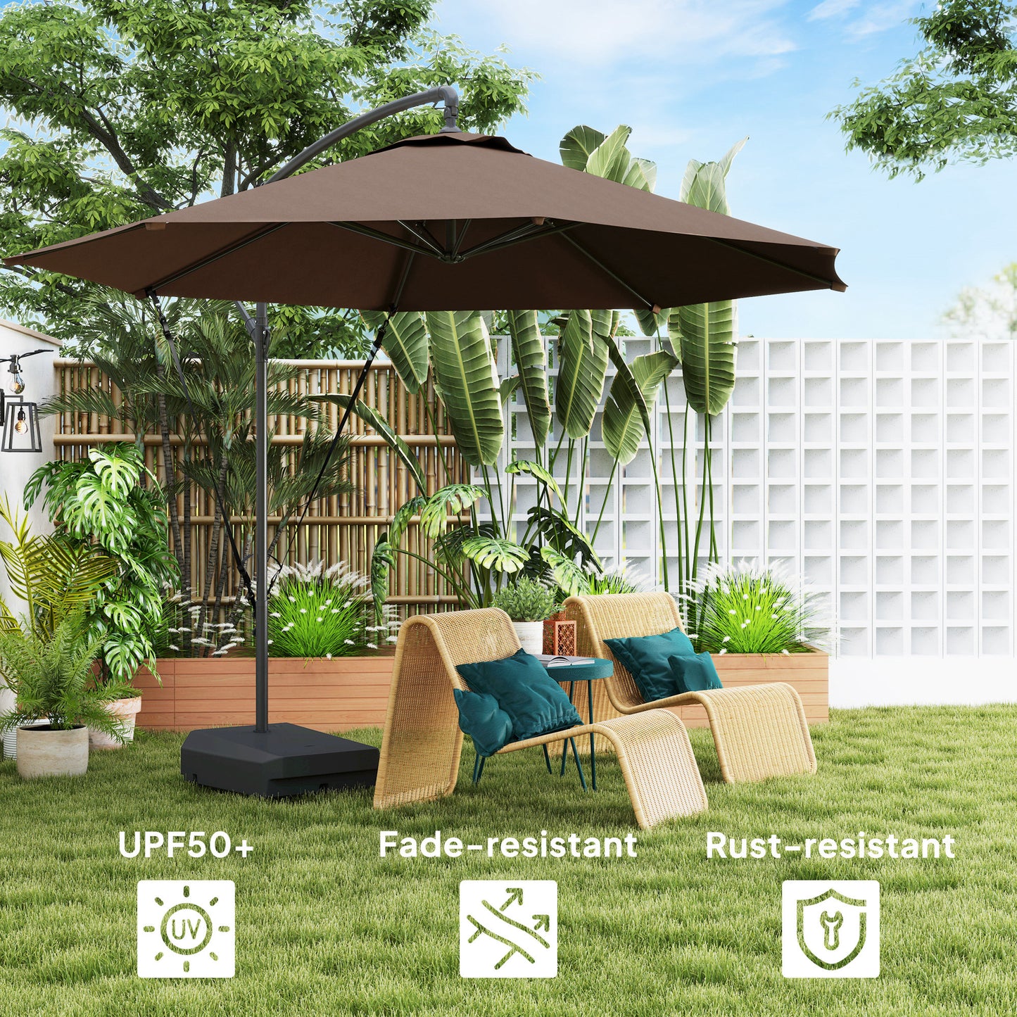 3(m) Garden Cantilever Parasol with Fillable Base up to 90kg