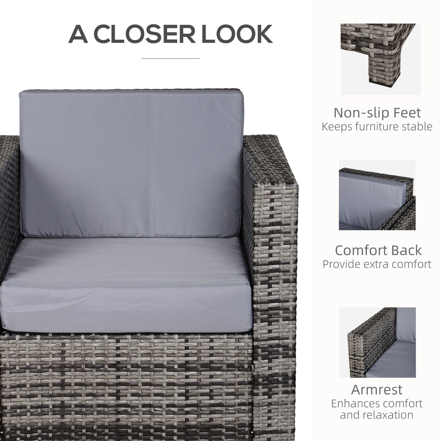 Rattan Garden Armchair 10cm Cushion Outdoor Single Chair