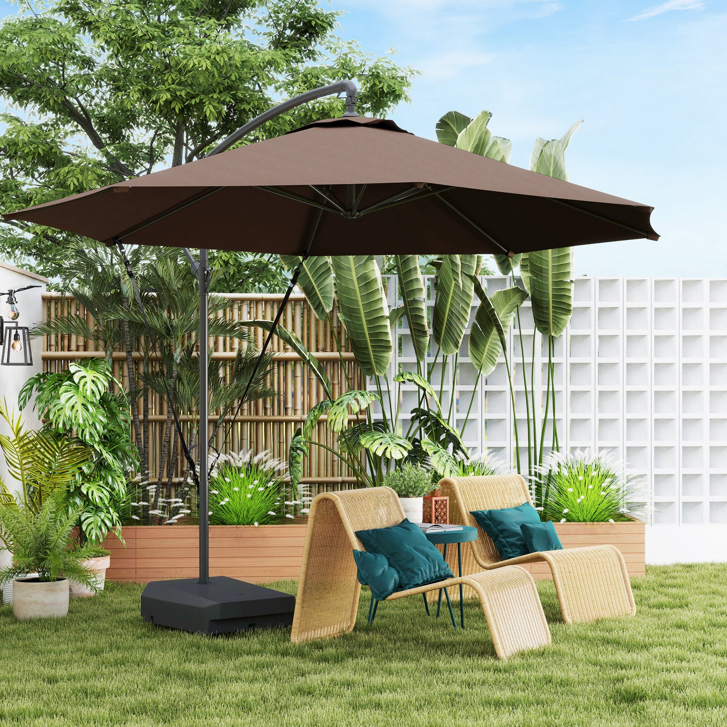 3(m) Garden Cantilever Parasol with Fillable Base up to 90kg