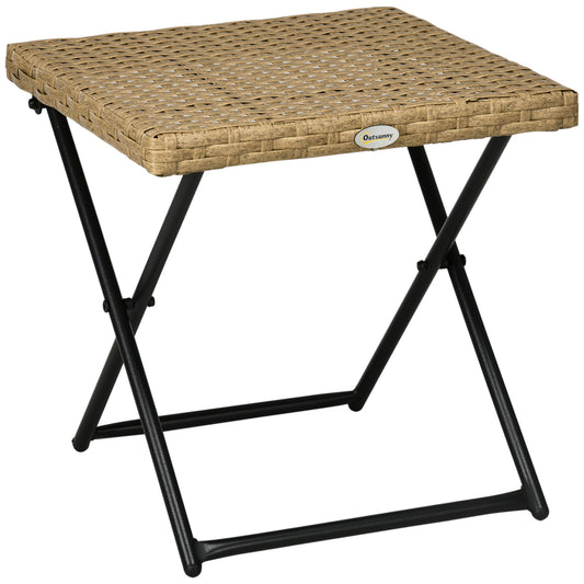 Garden Small Folding Square Rattan Coffee Table Bistro Balcony