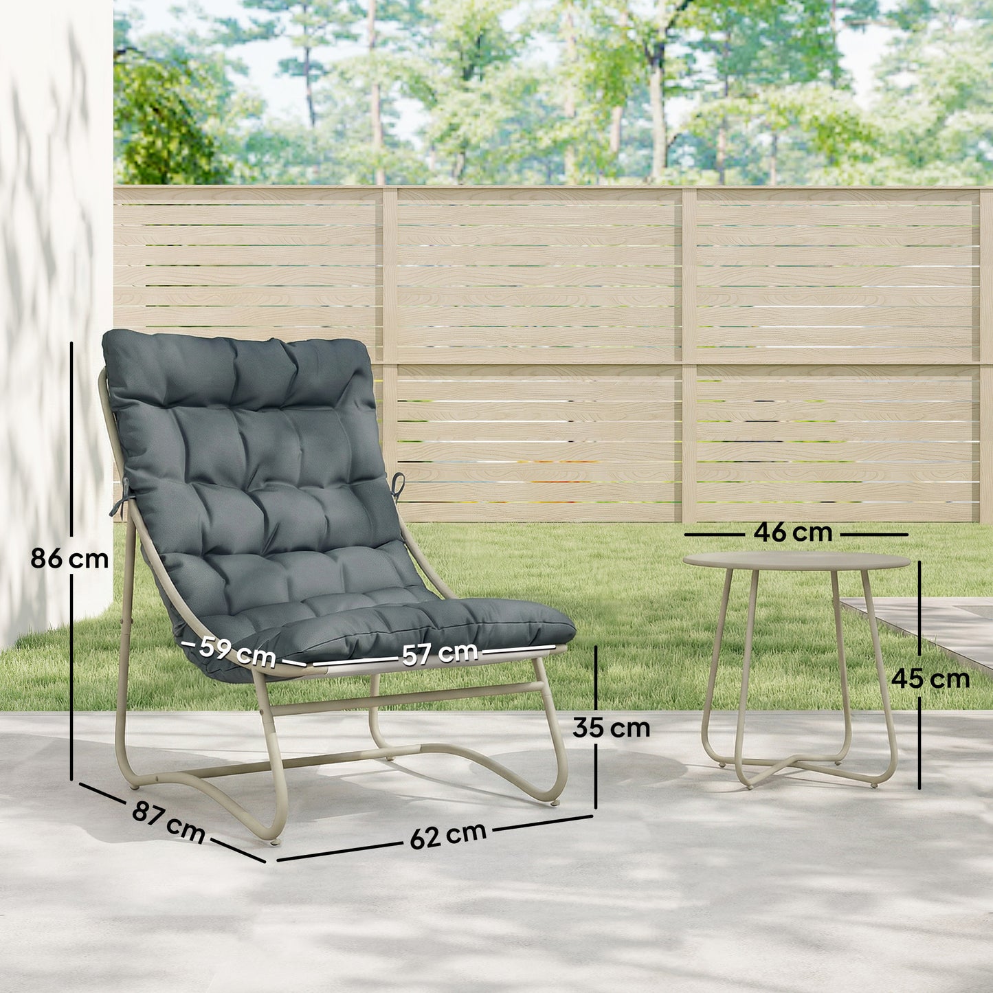 3 Piece Garden Bistro Set, Round Outdoor Bistro Table and Chairs Set