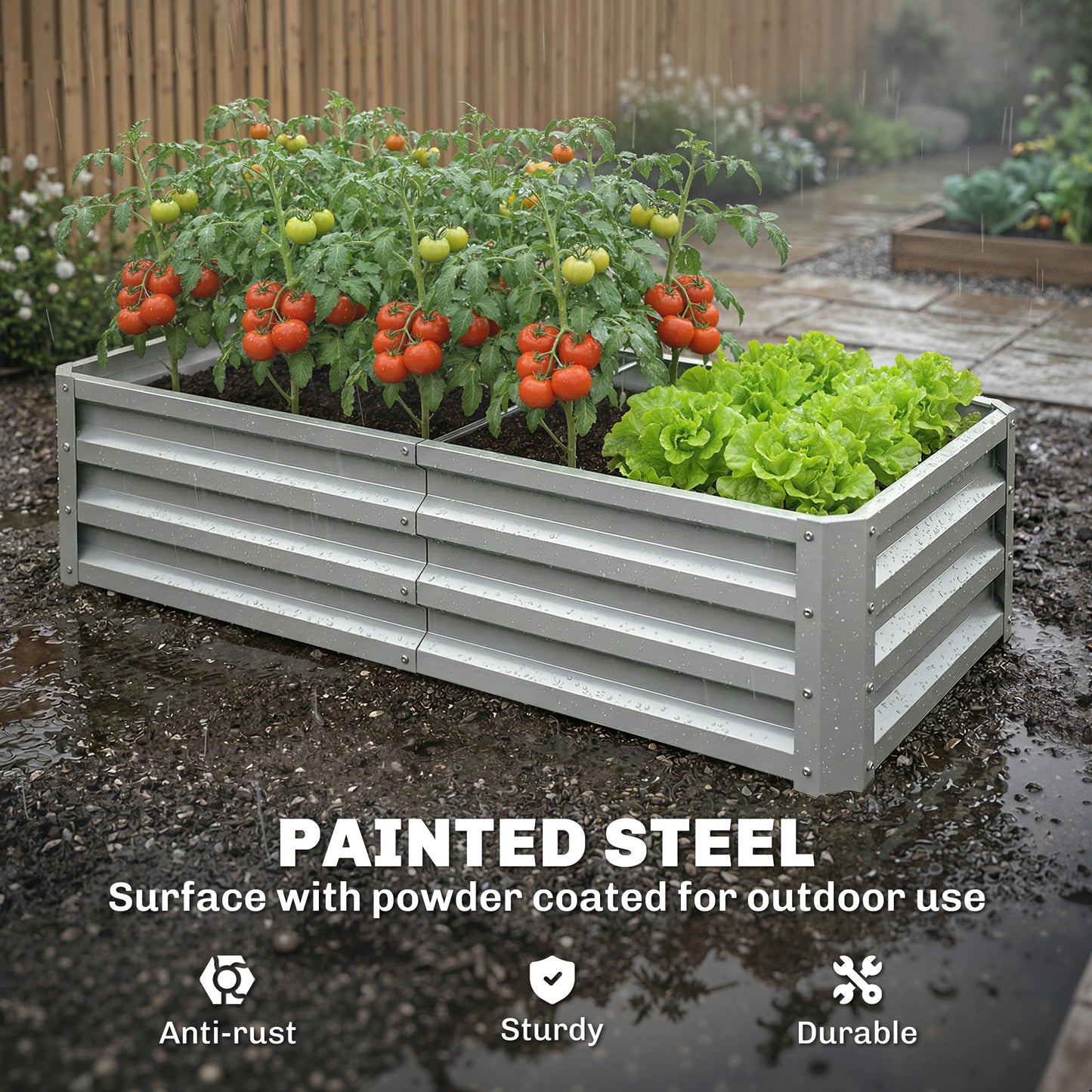 Raised Beds for Garden, Galvanized Outdoor Planters