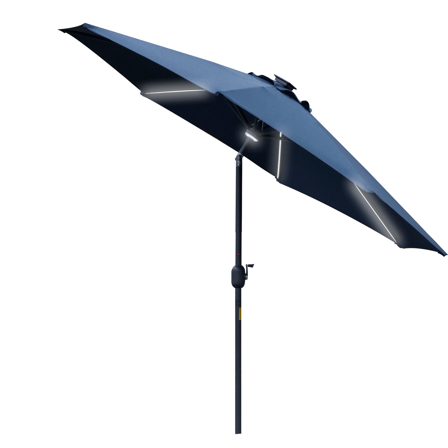 2.7m Garden Parasol Sun Umbrella w/ LED Solar Light Angled Canopy