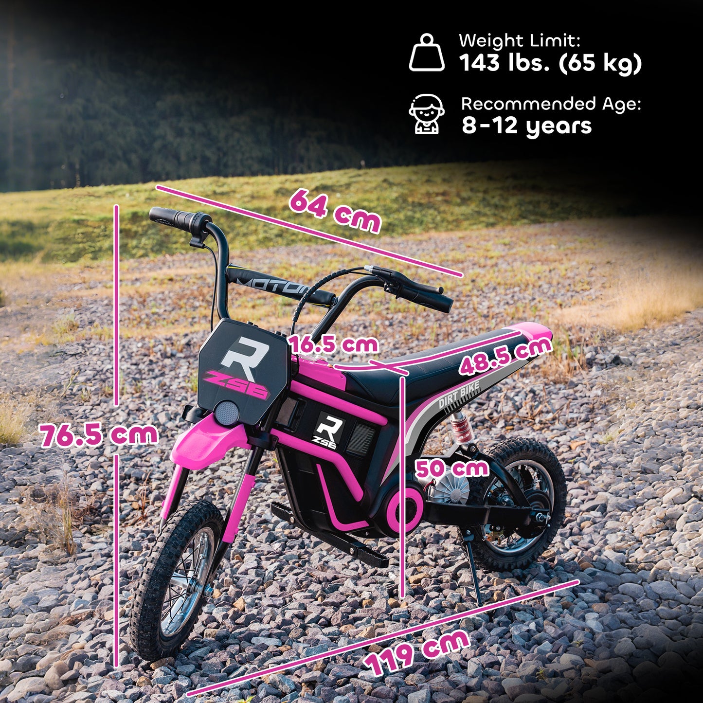 24V Electric Motorbike with Twist Grip Throttle, Music, Horn