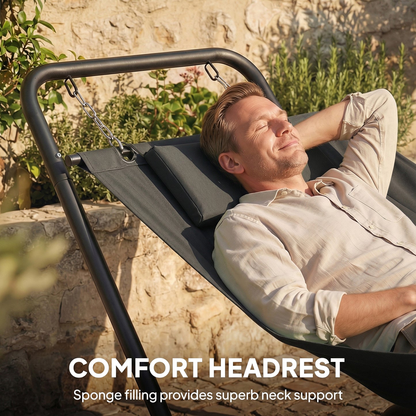 Outdoor Hammock with Stand, Freestanding Hammock with Side Pocket