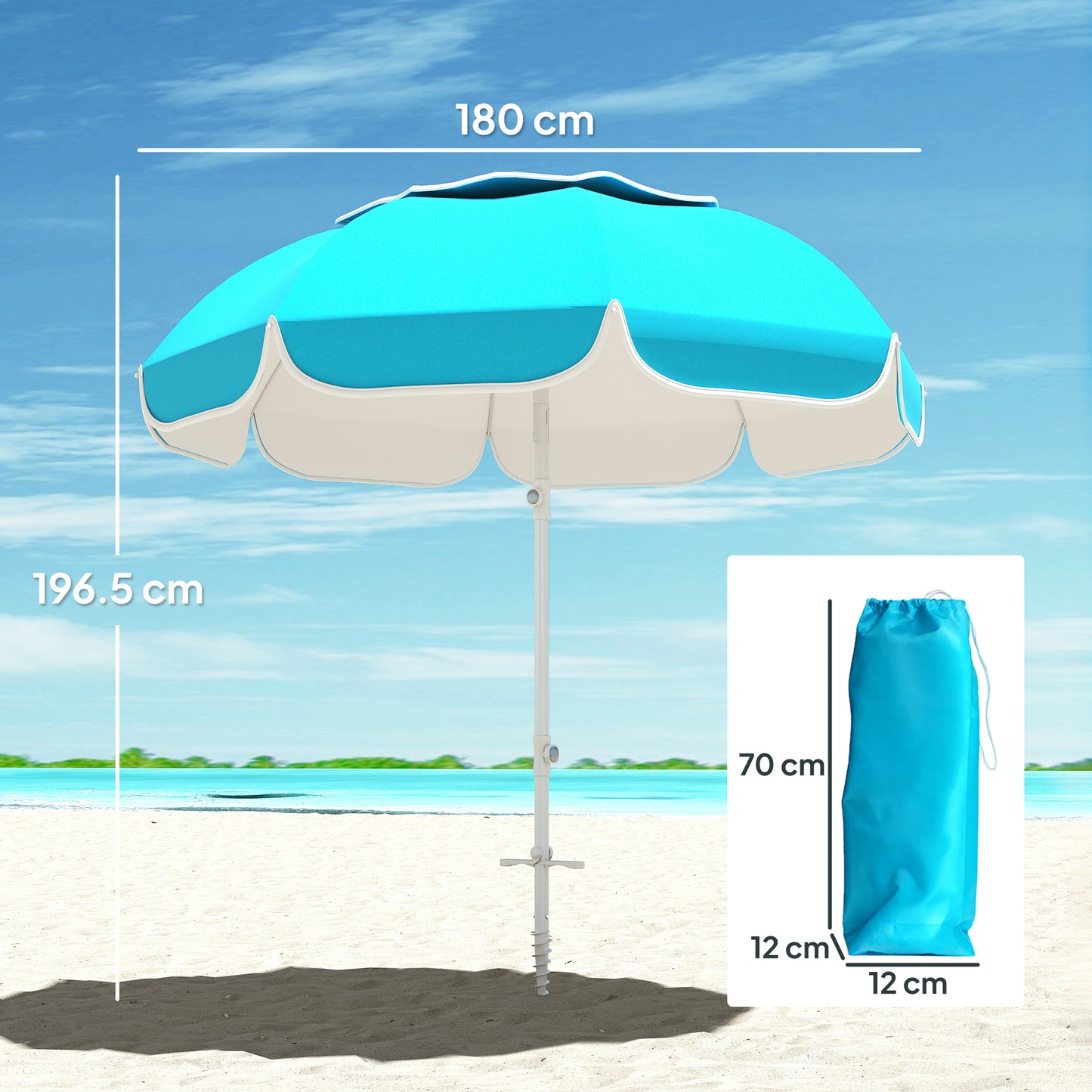 Beach Umbrella Portable with Sand Anchor, Carry Bag