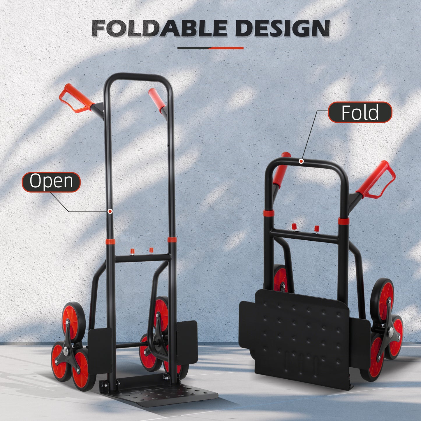 Stair Climbing Hand Truck, Heavy Duty Foldable Trolley on Wheels