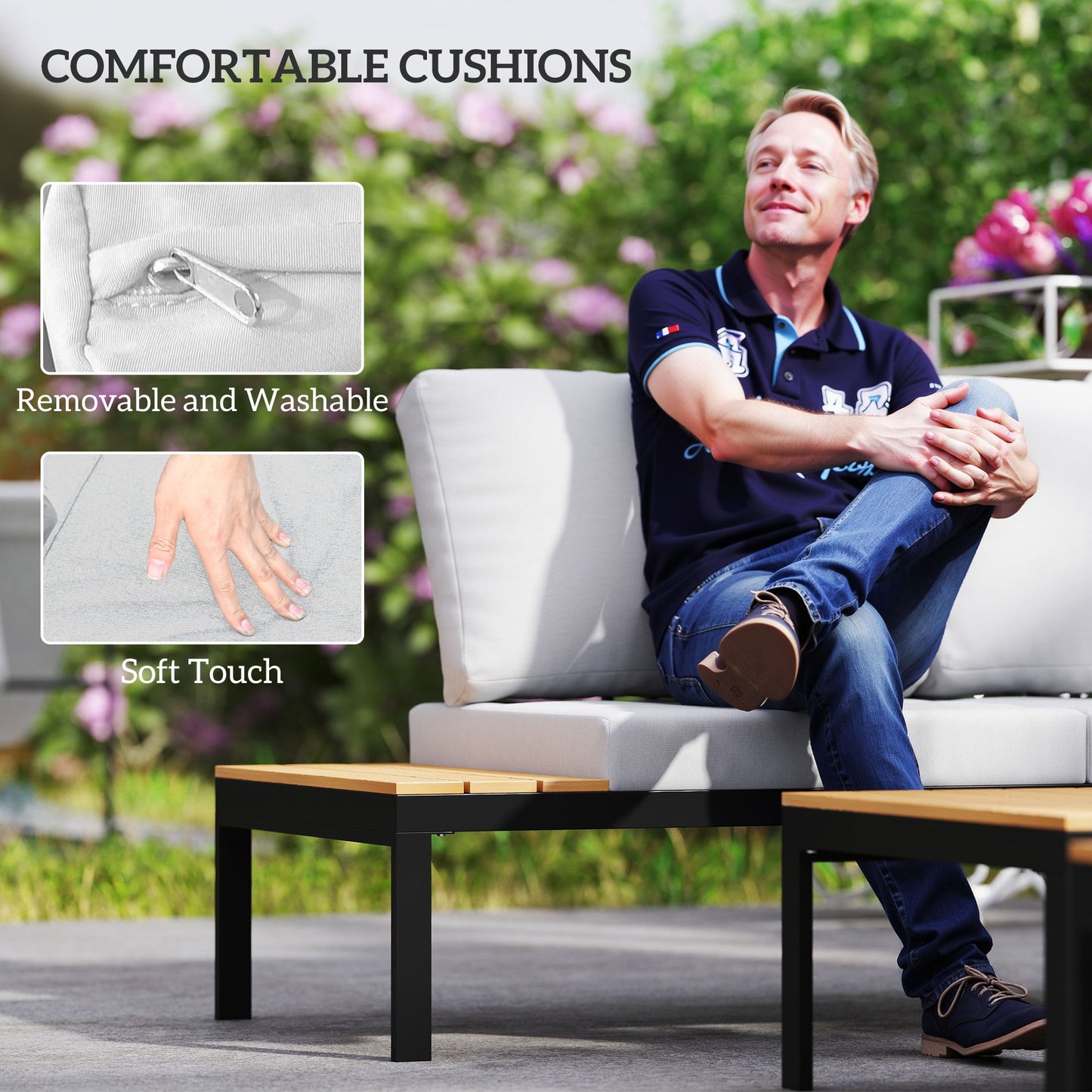 Four-Piece Garden Corner Sofa Set with 2 Loveseats