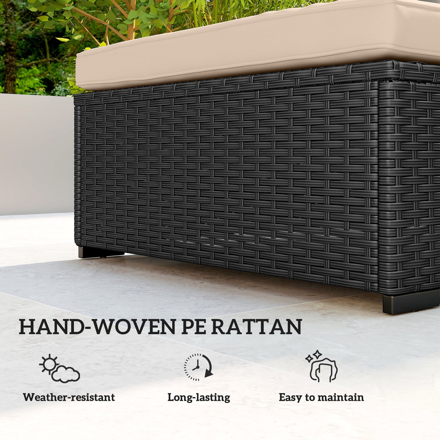 Rattan Sun Lounger with 5-Level Reclining Back Side Tray and Cushion