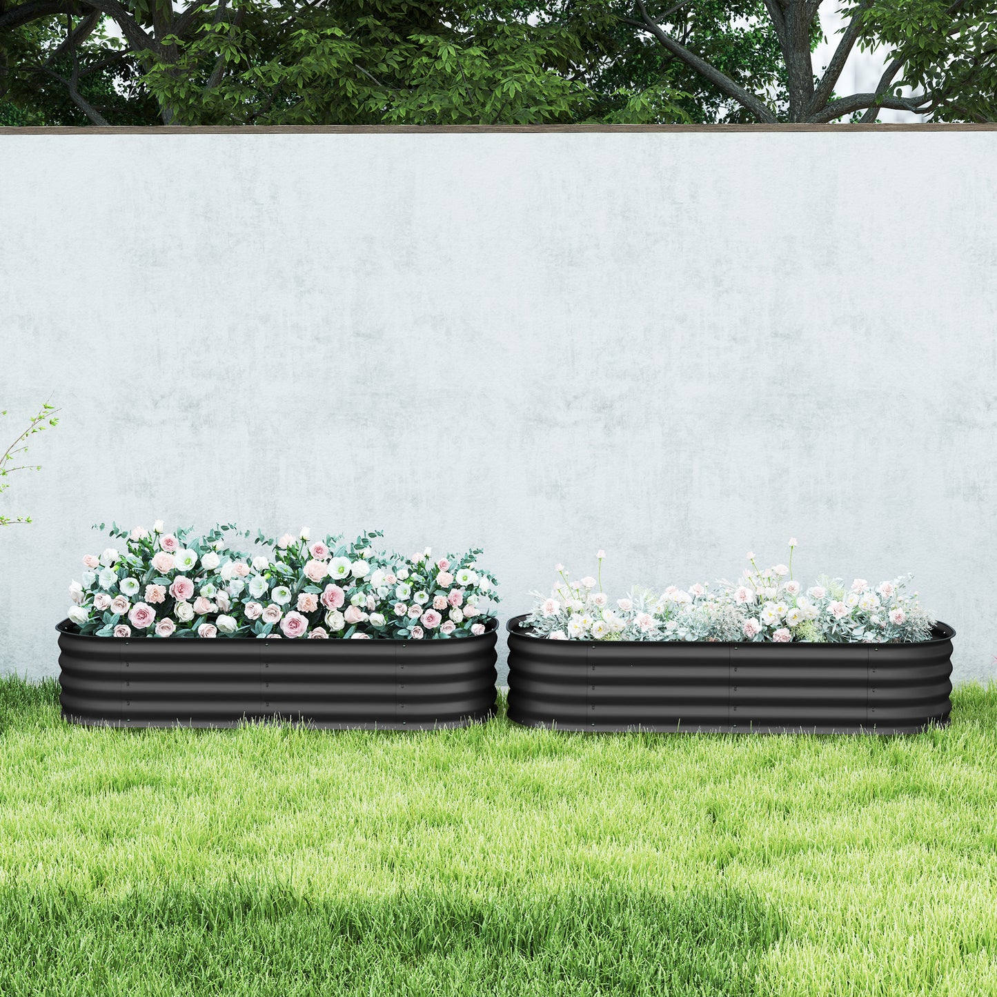 Galvanised Raised Garden Bed, Metal Planter Box with Safety Edging (5)
