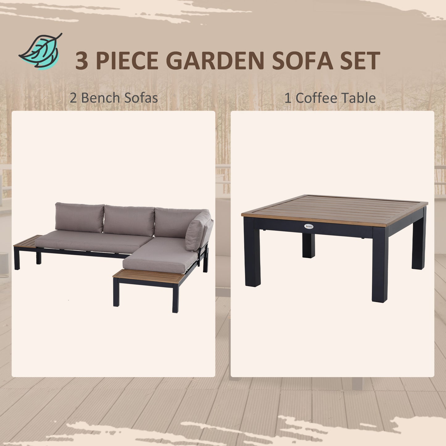 3 Pieces Garden Furniture Set