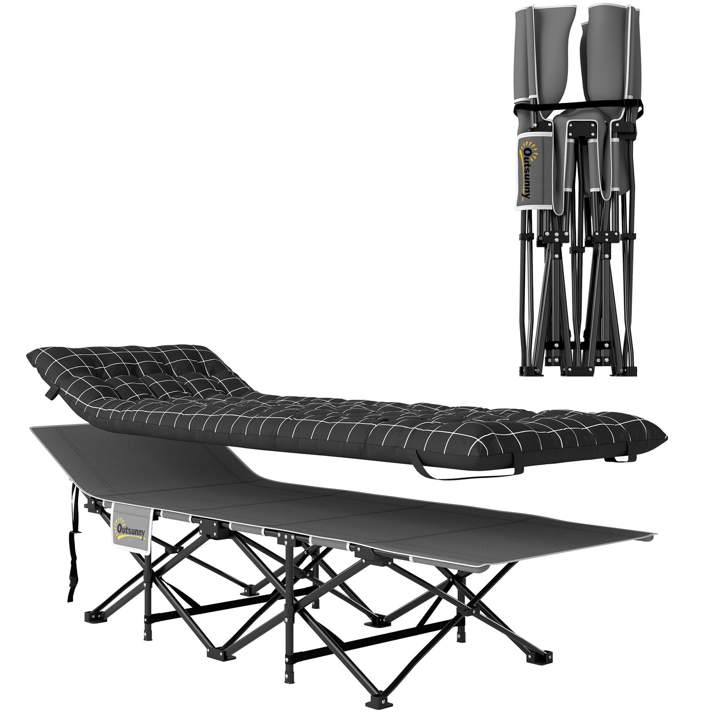 67cm Wide Folding Bed, Camping Cot for Adults with Mattress