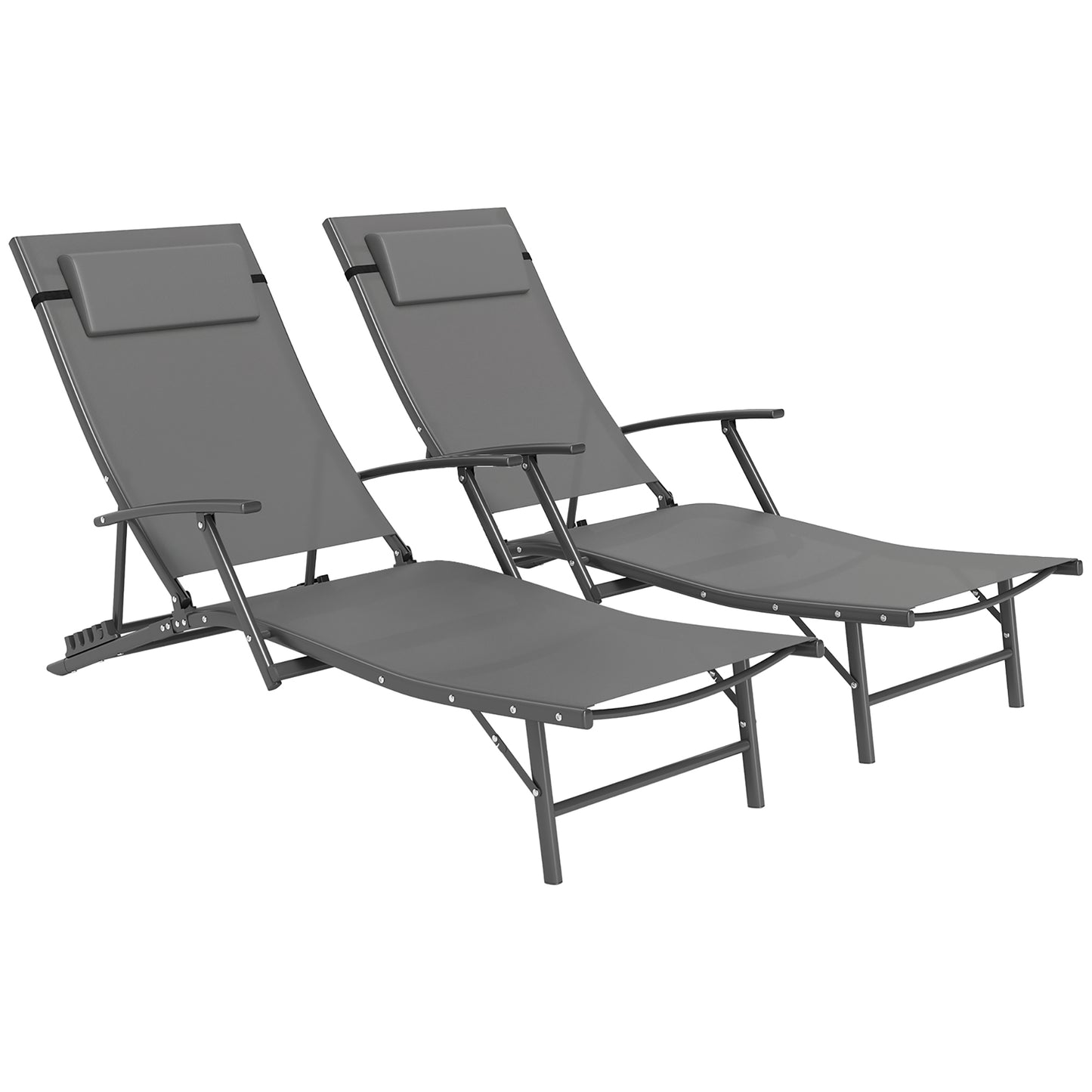 Set of Two Adjustable Back Sun Loungers
