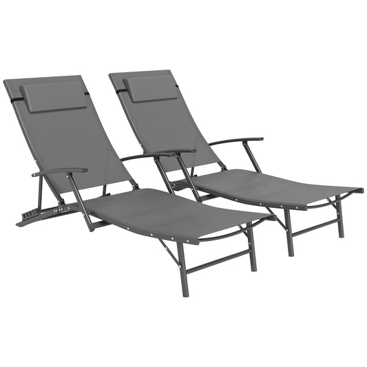 Set of Two Adjustable Back Sun Loungers