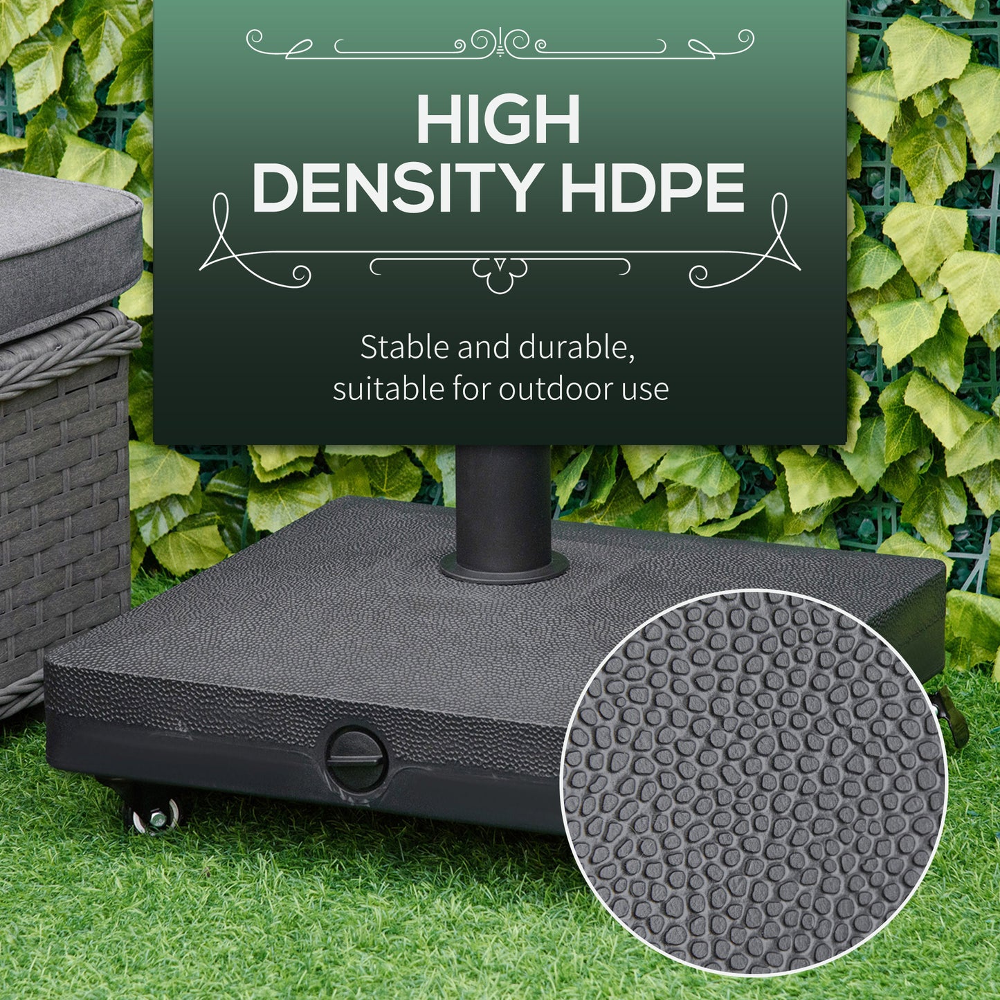 20kg Garden Parasol Base with Wheels Heavy Duty Sand or Water