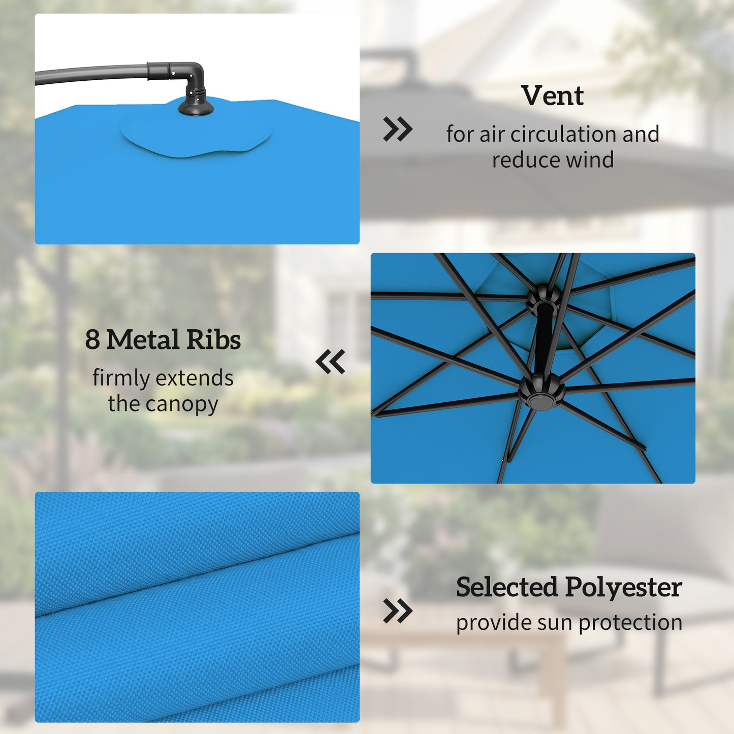 3m Overhanging Cantilever Parasol, with Cross Base (4)