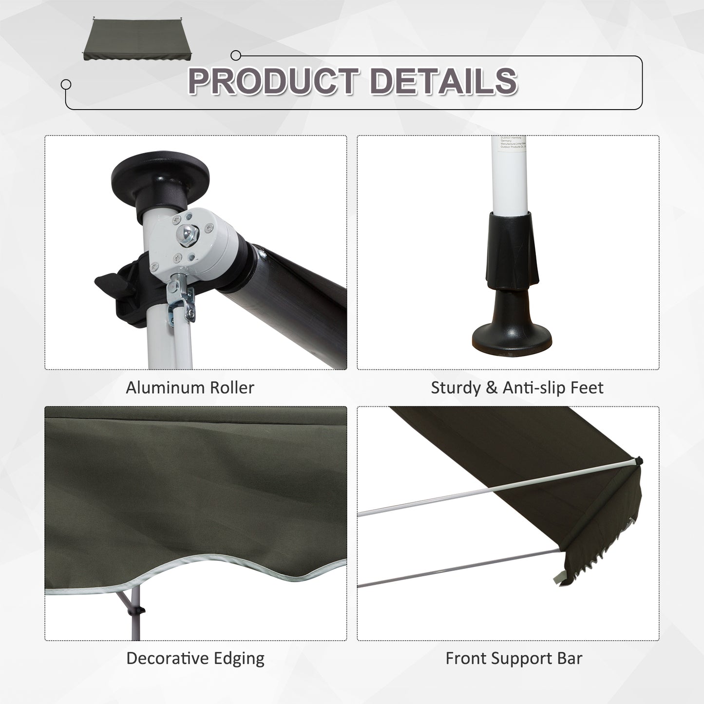 3x1.5m  Adjustable Outdoor Aluminium Frame Awning
