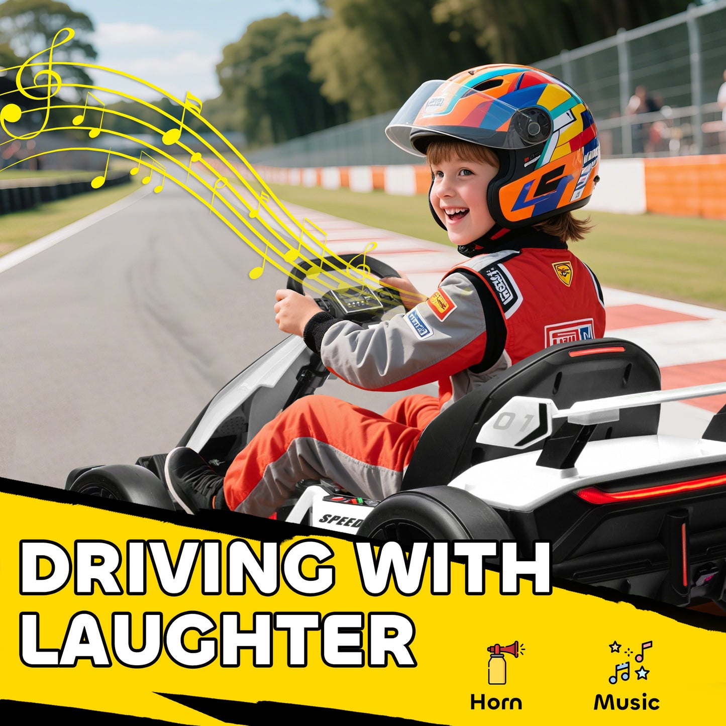 24V Electric Go Kart for Kids with Adjustable Seat for 6-12 Years
