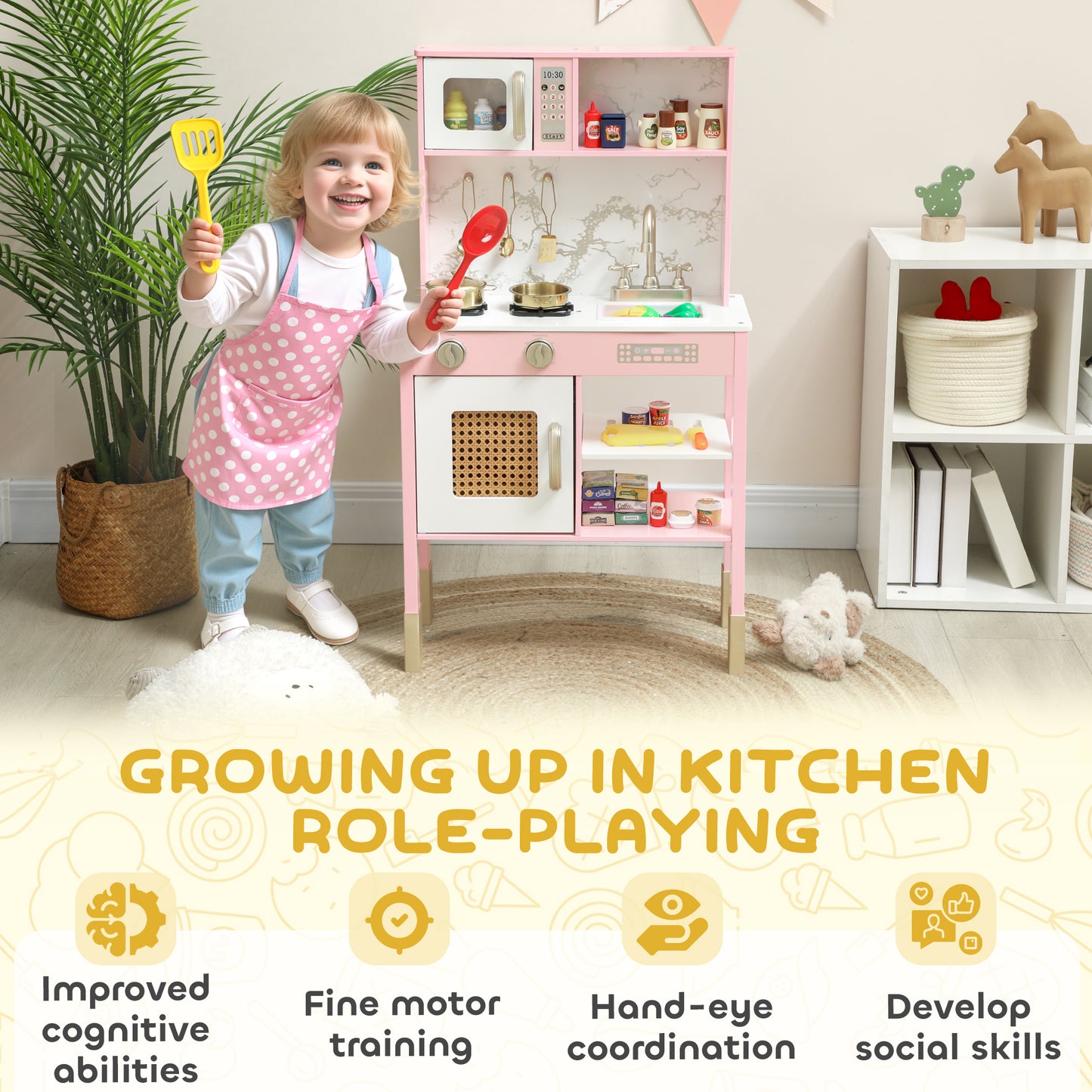 Kitchen Playset with Pretend Play Cooking Accessories