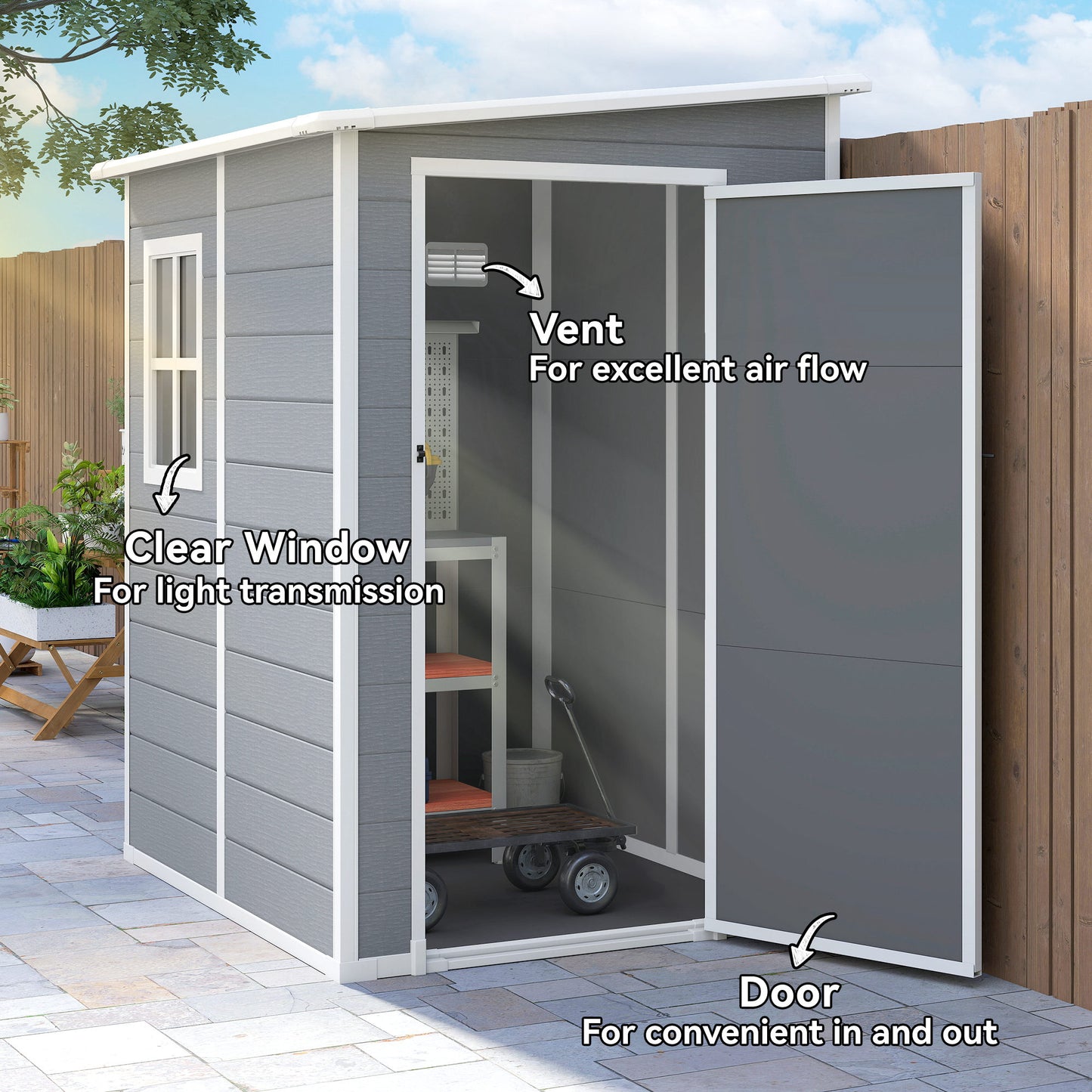 4'x5' Garden Storage Shed, Lean to Shed