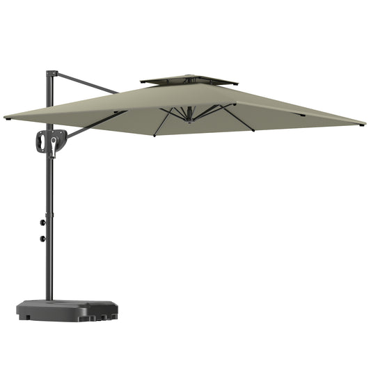 Cantilever Parasol with Weighted Base Double Top Garden Parasol