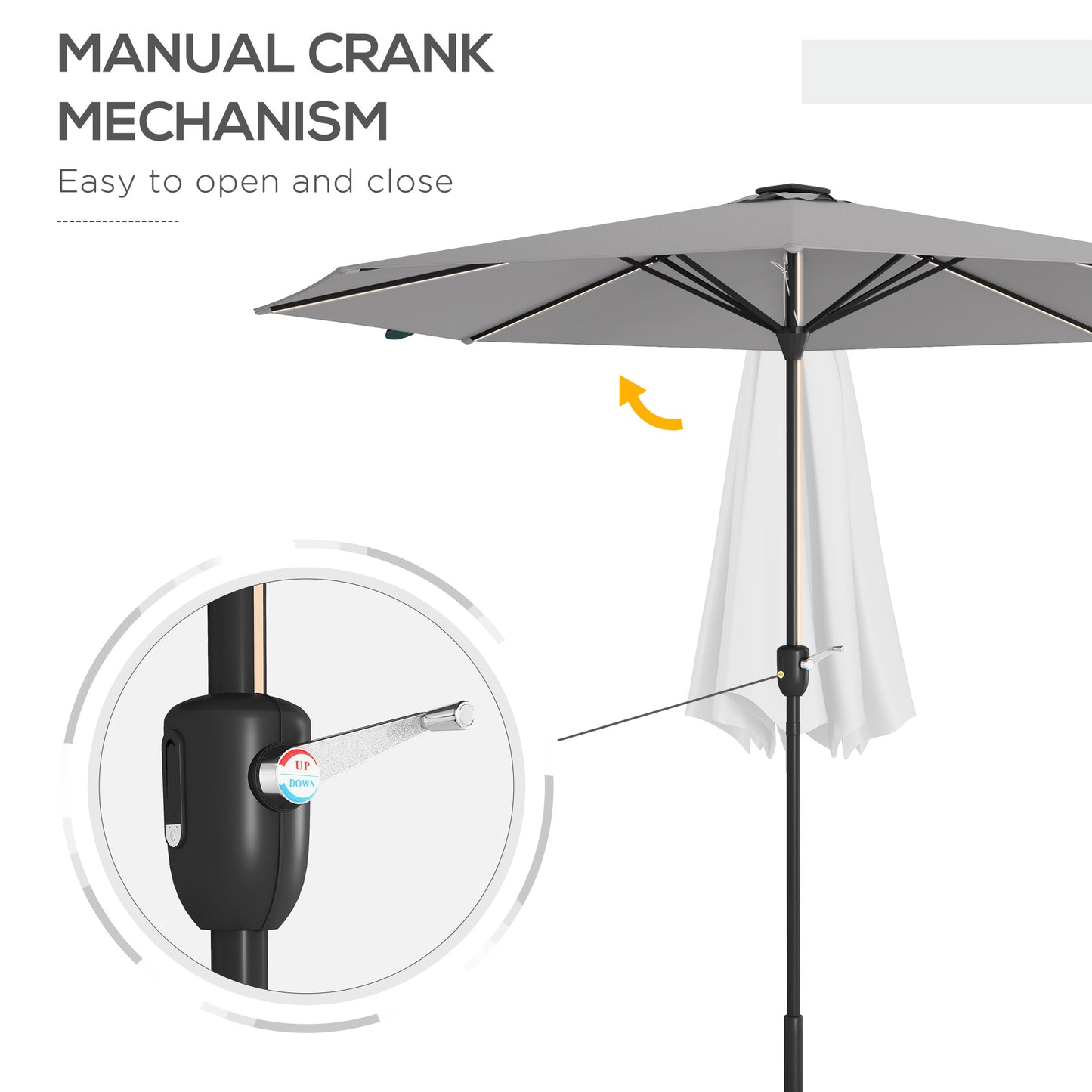 2.65m Garden Parasol, with LED Lights