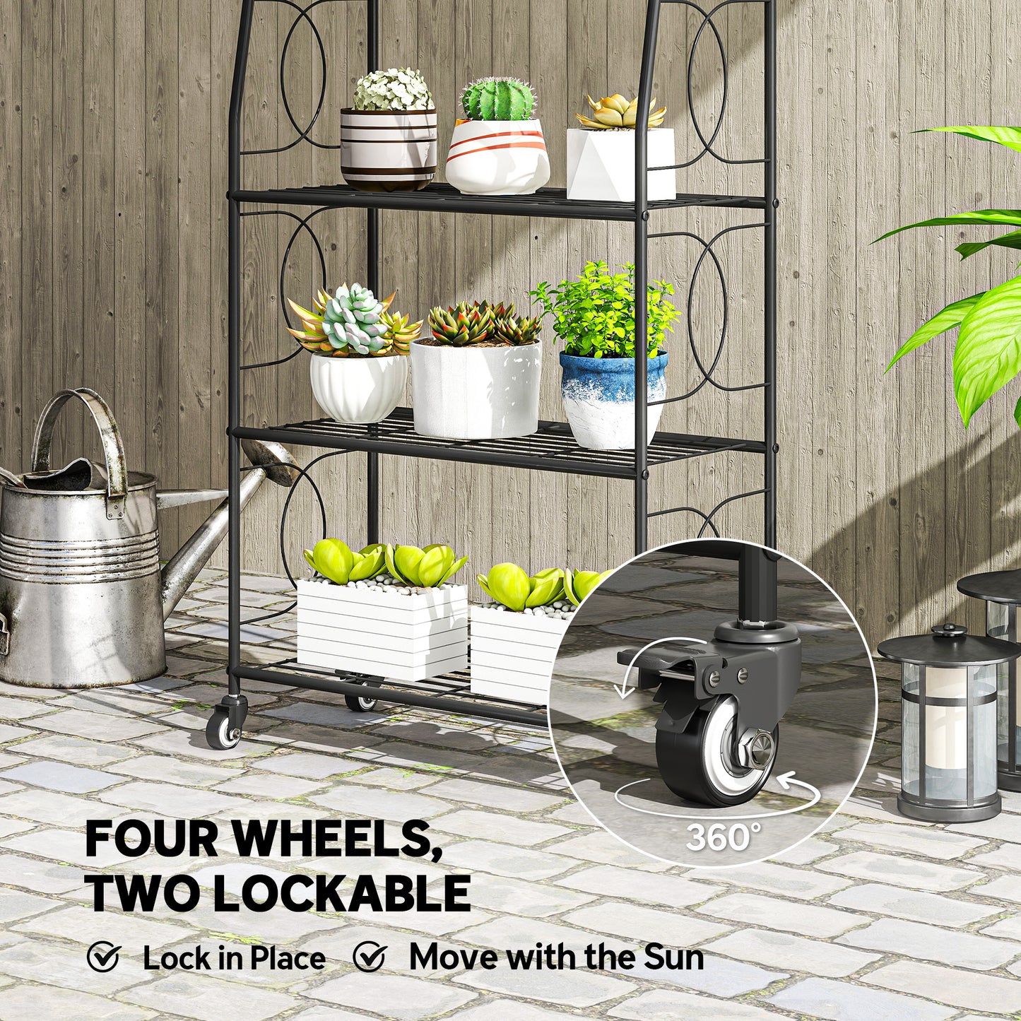 4-Tier Metal Plant Stand, Heavy Duty Ladder Shelf Potted Plants