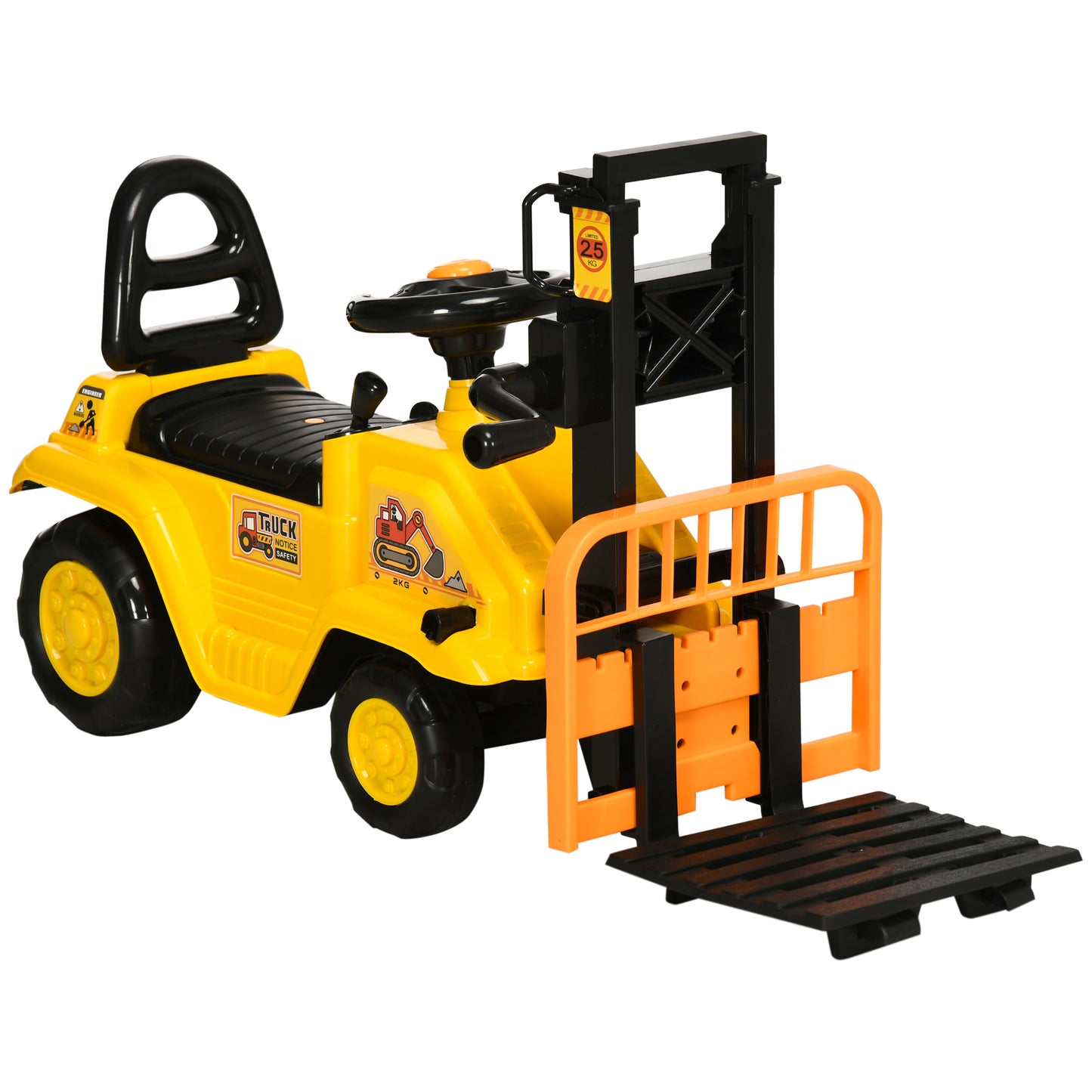Kids Ride-On Construction Car, with Fork, Tray, Sounds