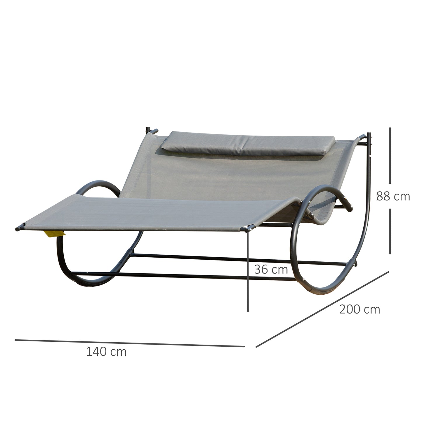 Double Sun Lounger, Rocking Lounger Sunbed Daybed with Armrest