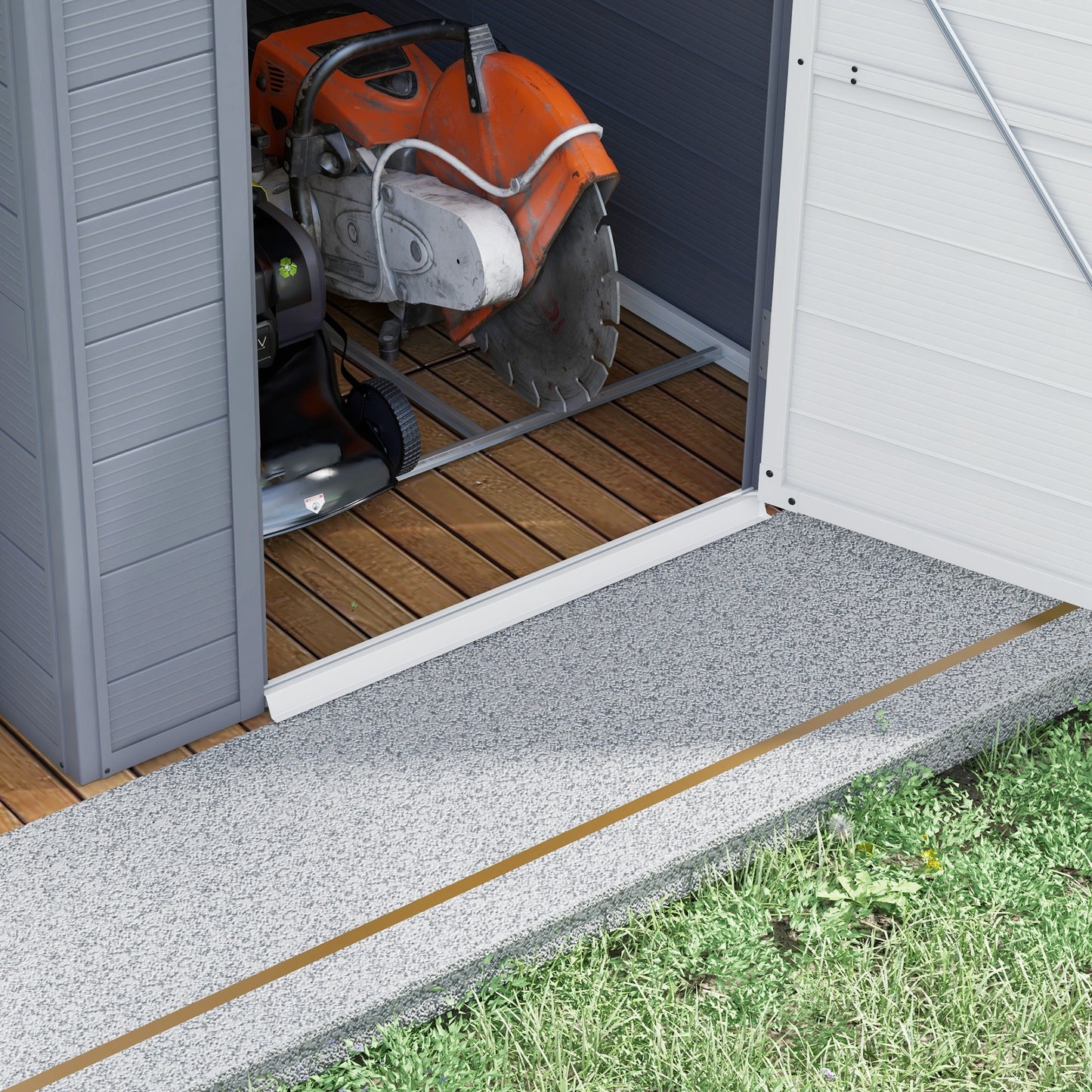 4.4ft x 6.2ft Aluminium Frame and Plastic Wall Shed, with Foundation